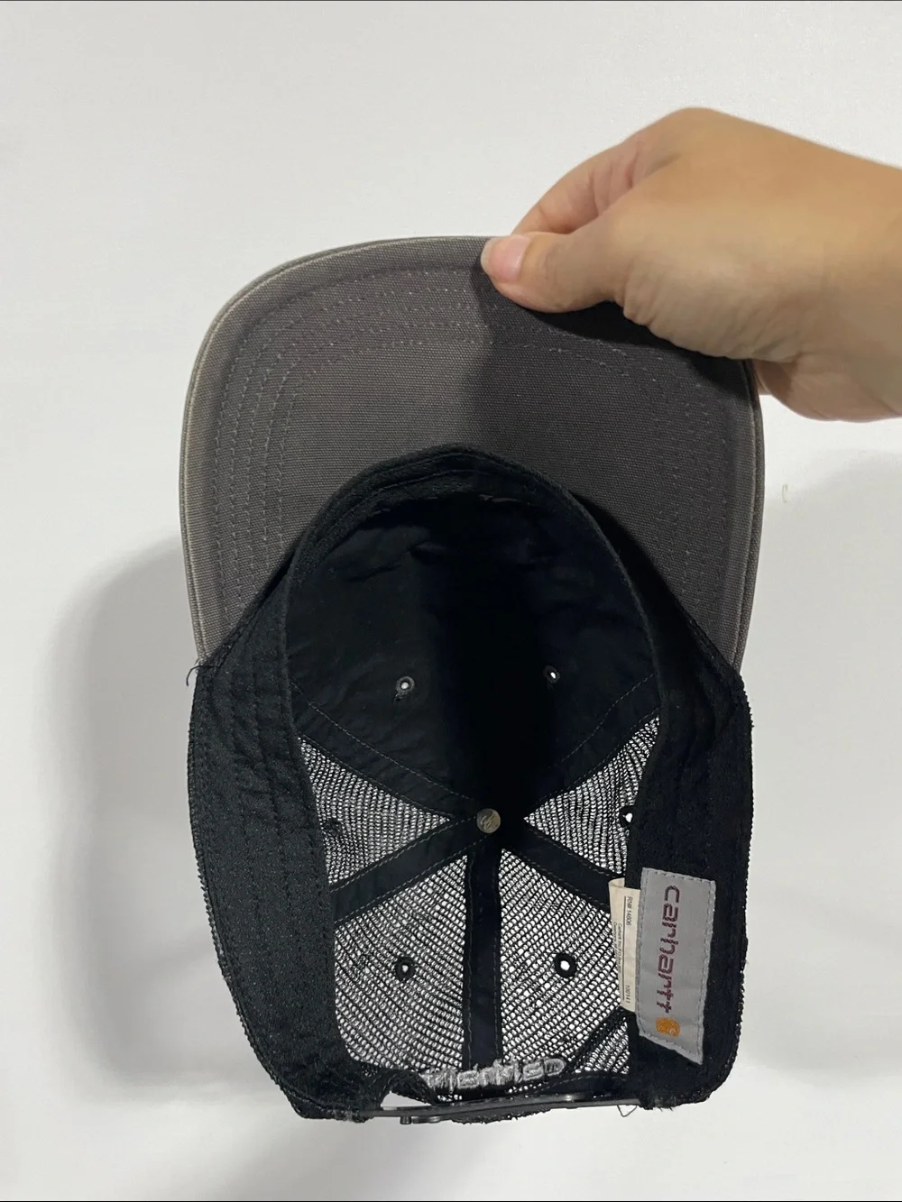 Carhartt Olive Trucker Cap with Yellow Logo Patch